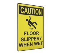 Generic Wet Floor Warning Sign Metal Sturdy Indoor Wall Mount for Commercial Road Safety Caution