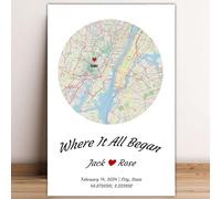 Generic Where It All Began Poster - Personalized Heart Map, First Date Memory, Couple Gifts, Valentine's Day, Anniversary (Style B)