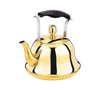 Generic Whistling Tea Kettle, Stainless Steel, 2-Liter, Gold, Stovetop Kettle with Whistling Function, Diversion Spout, Filter, Heat-Insulating Handle