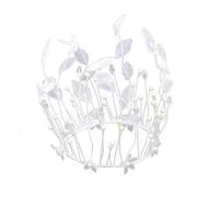 Generic White Crown Pearl Cake Topper with Delicate Bead Leaves for Festival Cake Decoration and Party Supplies