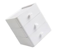 Generic White Multi-Layer Plastic Desktop Storage Drawer Box for Office and Home, 3-Drawer Storage Organizer Case for Desk and Living Room