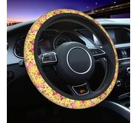 Generic White Red Flower Print Steering Wheel Cover Non-Slip Car Steering Wheel Protection Covers Women Men Car Accessories For Suvs Trucks Sedans Cars