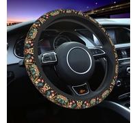 Generic White Red Flower Print Steering Wheel Cover Non-Slip Car Steering Wheel Protection Covers Women Men Car Accessories For Suvs Trucks Sedans Cars