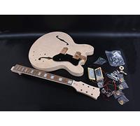 Generic White Semi-Hollow Electric Guitar Kit, ES335 Style, 22 Frets, 24.75" Scale, Rosewood Fretboard, Maple Top & Back, H-H Pickups, Right Handed