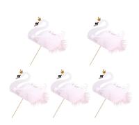 Generic White Swan Cake Picks Easy to Take out Lightweight 5pcs Paper Decorations Birthday Party Cake Toppers Suitable for Cupcakes, Fruits and Mousse