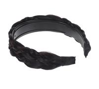 Generic Wide Fishtail Braid Headband with Teeth for Women, Synthetic Deep Brown Five-Strand Plait Hair Hoop, Face Washing and Hair Decor Accessory