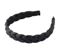 Generic Wide Pu Braided Headband for Women, Vintage Style Woven Hair Accessory, Broadside Non-slip Hairband Suitable for Daily Wear and Parties