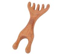 Generic Wide Tooth Wooden Head Massager Comb Ergonomic Handle for Self Massage and Relaxation At Home 5.12x2.36x0.75in