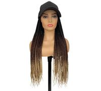 Generic Wig, Box Braid Wigs For Women With Hairpiece Dreadlocks Baseball Cap, One Piece Headband, Ombre Three-Strand Design, 26 In Length