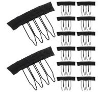 Generic Wig Clips for Hairpiece Caps 4-tooth Spring Brush Combs with Cloth Accessories Tools for Various Hair Types 3 Bags