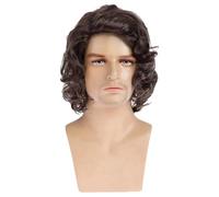 Generic Wig of Mid-Length for Men, 6 in, Men's Short Brown Wig, High-Temperature Synthetic Fiber, Curly Design, Hairline is Realistic, Great for Costume Parties and Everyday Wear