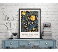 Generic William Morris Poster, Vintage Wall Art, Textiles Art, Stars & Moon Toad Art, A3 16.5 x 23.4 inches, Living Room