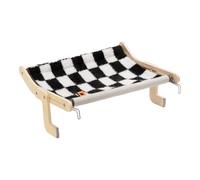 Generic Window Cat Perch Extra-Large Hanging Hammock for Cats E1 Grade Wood Board Window Seat Bed Indoor Cats No Suction Cup Needed White Material 23.6x15.6x8.5", Accommodates Two (BlackWhite)