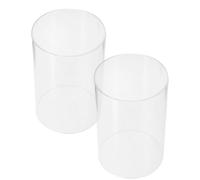 Generic Windproof Open Ended Candle Shades 2pcs, Transparent Glass Cylindrical Candle Covers for Pillar Candle Holders, 5.91 x 3.94 Inch, Ideal for Home Decoration and Outdoor Use
