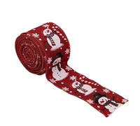 Generic Wired Jute Christmas Ribbon, Natural Burlap Gift Wrap Ribbon with Checked Red Pattern, Flexible for DIY Christmas Decorations, Gift Bows, Wreaths, Tree Holiday Craft Projects (A)