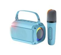Generic Wireless microphone Karaoke Bluetooth Portable two microphones for kids and adults, LED lights music player speakers, TF card, USB, AUX connectivity (Blue (1 microphone))