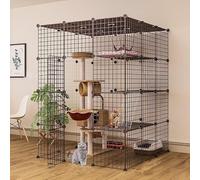 Generic Wisdom Detachable Cat Playpen - Indoor Ferret Cage for 1-4 Cats, DIY Small Animal Playpen(111 * 111 * 146cm)