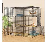 Generic Wisdom Detachable Cat Playpen - Indoor Ferret Cage for 1-4 Cats, DIY Small Animal Playpen(111 * 75 * 109-C)