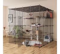 Generic Wisdom Detachable Cat Playpen - Indoor Ferret Cage for 1-4 Cats, DIY Small Animal Playpen(147 * 147 * 146cm)