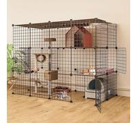 Generic Wisdom Detachable Cat Playpen - Indoor Ferret Cage for 1-4 Cats, DIY Small Animal Playpen(147 * 75 * 109cm)