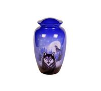 Generic Wolf Urn Design Cremation Urns For Human Ashes Beautiful Wolf Large Cremation Sharing Urn To Remember Your Loved One Lost Adult Memorial Urns Funeral Vase By Loving Memories, Blue, Sk011