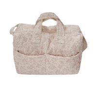 Generic Women Floral Portable Gym Weekender Bag | Large quilted travel duffle bag, detachable strap, floral cotton fabric, 400x260x190mm, zipper pockets