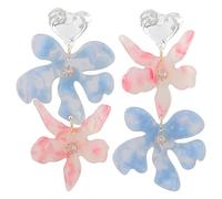 Generic Women Iris Flower Earrings, Resin Design Statement, Lightweight Hypoallergenic 925 Silver Needle, Elegant Style Blue Gradient Jewelry