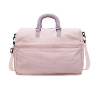 Generic Women Nylon Large Capacity Travel Bag Adjustable Strap Solid Color Sports Duffle Bag with Zipper for Fitness Sports Travel Camping-Pink