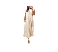 Generic Women Pleated Simple Solid Color Dress, Summer Dresses for Women 2024, Dresses That Hide Belly Fat (Beige,XXL)