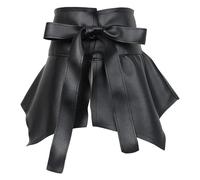 Generic Women Ruffle Belt - PU Leather Wide Waist Belt - Comfortable Women Ruffle Belt | Elegant Peplum Cinch Belt, Skirt Wide for Dresses Long Tops, Black