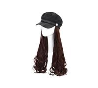 Generic Women’s One-Piece Navy Hat Wig Light Brown Long Curly Hairpiece with Wig Cap for Fashion and Daily Wear
