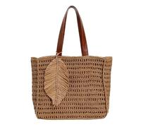 Generic Women Straw Large Capacity Hand Woven Shoulder Bag | 14.57 x 12.2 x 4.72 inches, hollow tassel design, wide strap, tote bag, beach, shopping, work, daily use