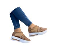 Generic Women's 2025 New Beige Wedge Sandals, Size 5.5 UK, Ankle Strap, Closed Toe, Wedge Heel, Slip On, Polyurethane (PU) Leather, Rubber Sole, Ladies Dressy Summer Sandals