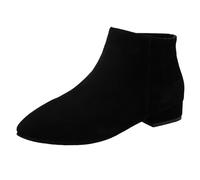 Generic Women's Ankle Boots - Black, Size 6.5 UK - Chelsea Work Boots with Steel Toe & Flat Heel - Suede & Leather - Safety, Work, Outdoor Activities