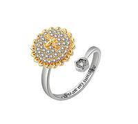 Generic Women's Anxiety Ring, Sunflower Ring Creative Personality Fine Adjustment Compression Ring Popular Gold Plated Rotating Sunflower Anti Anxiety Rotating Ring, 4cmX1cmX6cm