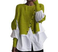 Generic Women's Autumn and Winter New Layered Pullover Spliced Two Knitted Sweater Shirt Christmas Jumpers for Women UK Funny Deals Daily Essentials Autumn Winter Christmas Knitted Sweater Women