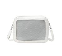Generic Women's Backpack with Transparent Front Panel for Customizing with Pins, Crossbody Handbag, Large Compartment for Cosmetics Or Wallet, Matte, White