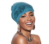 Generic Womens Beanie Chemo Headwear Elastic Turbans Cap Hat Headscarf Hair Coverings Sleep Cap Head Wraps Cancer Hat with Flower Design Mint Green