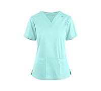 Generic Women's Beauty Uniforms Cat Grooming V-Neck Short Sleeve Tops, Solid Color, Bu1, L, 1 Count