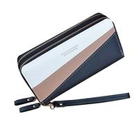 Generic Women's Black Leather Double Zipper Wallet: RFID Protected, Modern Style, 6 Pockets, 2 Sections, Clutch, Zip-Around, Faux Leather, Large Capacity, Mobile Phone Bag