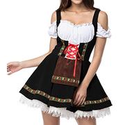Generic Women's Black Sleeveless Dirndl Dress with Apron, Adult Size 3XL, Below Knee Length, Off-the-Shoulder Collar, Empire Waist, Oktoberfest, Bavarian Carnival, Beer Festival Costume