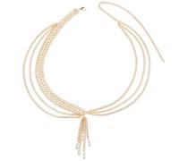 Generic Women'S Body Chain, Gold Pearl Tassel Waist Chain, Multilayer Alloy Belly Chain For, 26.77 + 11.81 In / 68 + 30 Cm