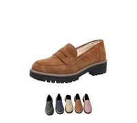 Generic Women's Brown Loafers Size 8 UK, Suede, Round Toe, Casual, Loafers, Slip-On, Platform, Low-Heel, Minimal Cushioning, Foam/Polyurethane Insole, Summer, Women's Shoes