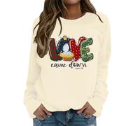 Generic Women's Christmas Sweatshirt with Christian 'Love' Motif - Jumper with Nativity Scene and Bible Verse | Faith Statement for Advent Season, M