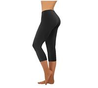 Generic Womens Cropped Seamless Stretch Capri Yoga Pants Ladies Summer Opaque 3/4 Length Scrunch Leggings Slim Fit Plain Gym Leggings for Running Workout