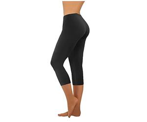 Generic Womens Cropped Seamless Stretch Capri Yoga Pants Ladies Summer Opaque 3/4 Length Scrunch Leggings Slim Fit Plain Gym Leggings for Running Workout