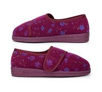 Generic Women's Diabetic Slippers, Wide Fit, EEEE (4E) Width, Touch Fastening, Washable, Wine, 9 UK, 3X-Wide