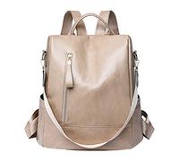 Generic Women's Fashion Backpack Waterproof Anti-Theft Pu Leather Satchel Handbags And Shoulder Bag Retro Multipurpose Travel Rucksack Lightweight Zipper Back To School Bags With Removable Straps