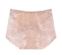 Generic Women's Frilly Knickers XXL Beige Cotton/Polyester Lace Decorative Postpartum Women's Underwear