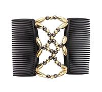 Generic Women's Golden Hair Comb Magic Elastic Hair Clips Stretchy Hair Comb Double Clips for Bathing Women Barrette Hairstyle